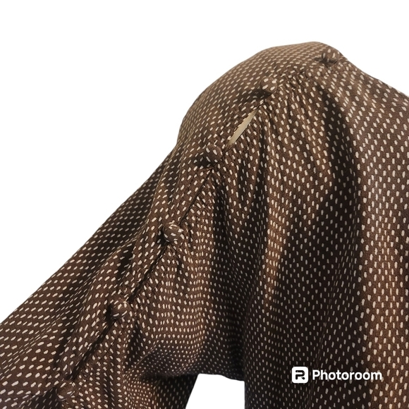 MAEVE ANTHROPOLOGIE 3/4 SLEEVE BRAXTON BROWN POLKA DOT BLOUSE SIZE MEDIUM - Picture 5 of 10